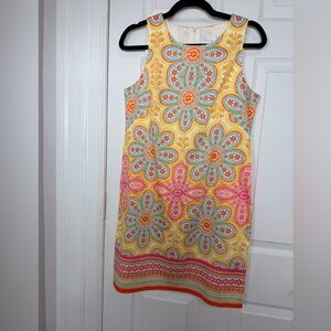 London Times Women's Bright Colors STRETCH Sleeveless Sheath Zipper Dress Size 8